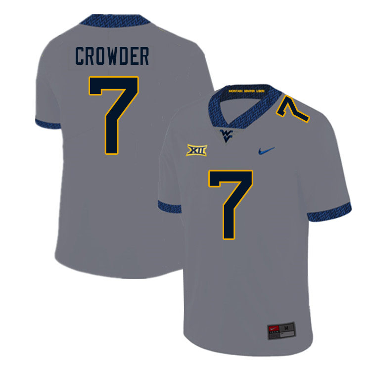 NCAA Men's Will Crowder West Virginia Mountaineers Gray #7 Nike Stitched Football College Authentic Jersey LM23E62XB